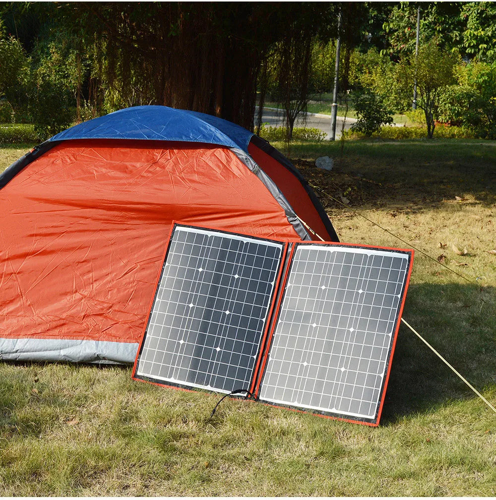 Dokio 100W Flexible Foldable 18V Solar Panel with 12V Controller Kit Portable Solar Panel for Camping/Travel/RV
