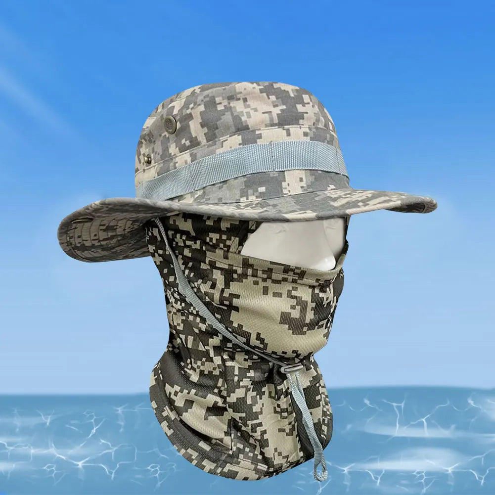 Boonie Hat Full Face Mask Set Wide Brim Fishing Hat Sun Protection Bucket Hat for Men Women Fishing Hiking Camping