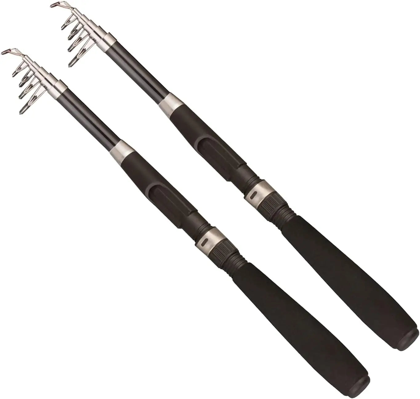 2-Piece Carbon Fiber Telescopic Fishing Rod Combo Set with Reels, Lures, and Bag for Freshwater Saltwater