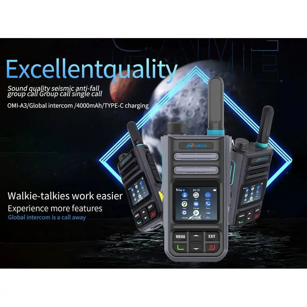 4G LTE Android Smart Walkie Talkie with Unlimited Range, Lifetime Free, Support Zello, WiFi, Bluetooth, GPS, IP65, Type-C, 2 Pac