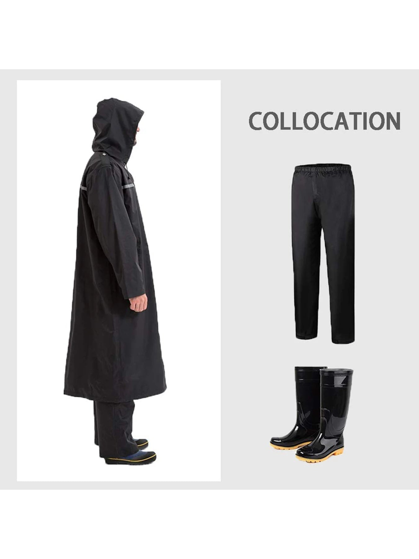 Pahajim Long Hooded Safety Rain Jacket Rain Suit Waterproof Raincoat for Men and Women Outdoor All-Sport Breathable