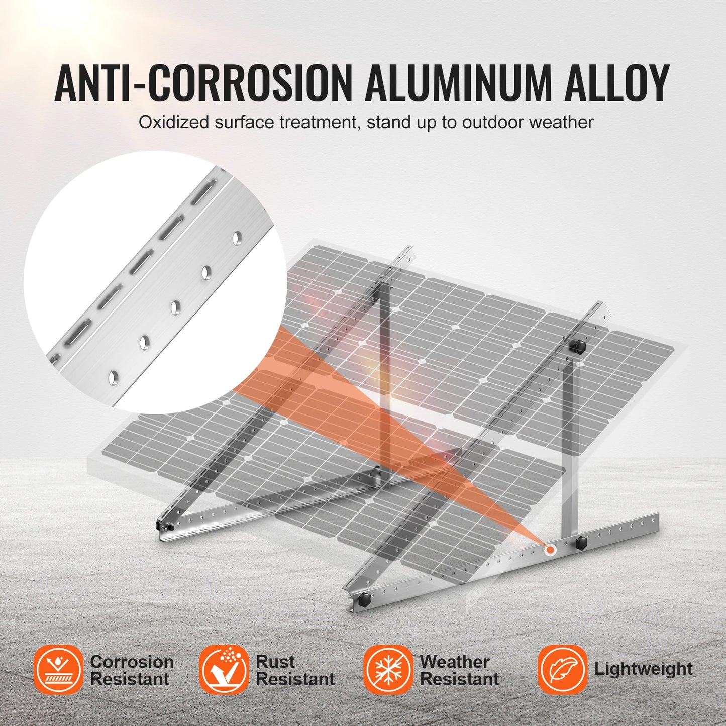 SucceBuy 2 Sets Solar Panel Mounting Bracket 45-Inch 0 t 90° Adjustable Support 100-400W Panels Aluminum Bracket for RV Off-Grid