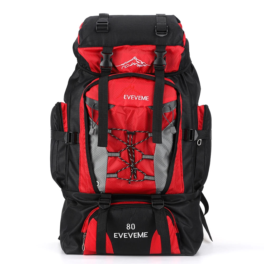Waterproof 80L Large Capacity Mountain Climbing Backpack Canvas Trekking Camping Fishing Hiking Adjustable Strap OutdoorRucksack