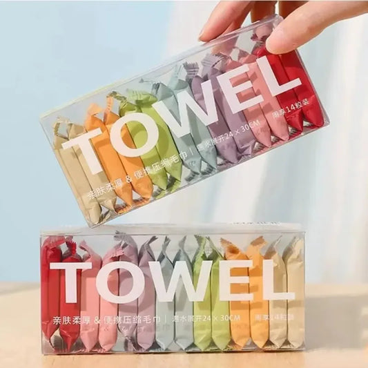 Travel-Friendly Disposable Face Towels – 42pcs, Hypoallergenic, Compressed to 3x3 Inches for Luggage