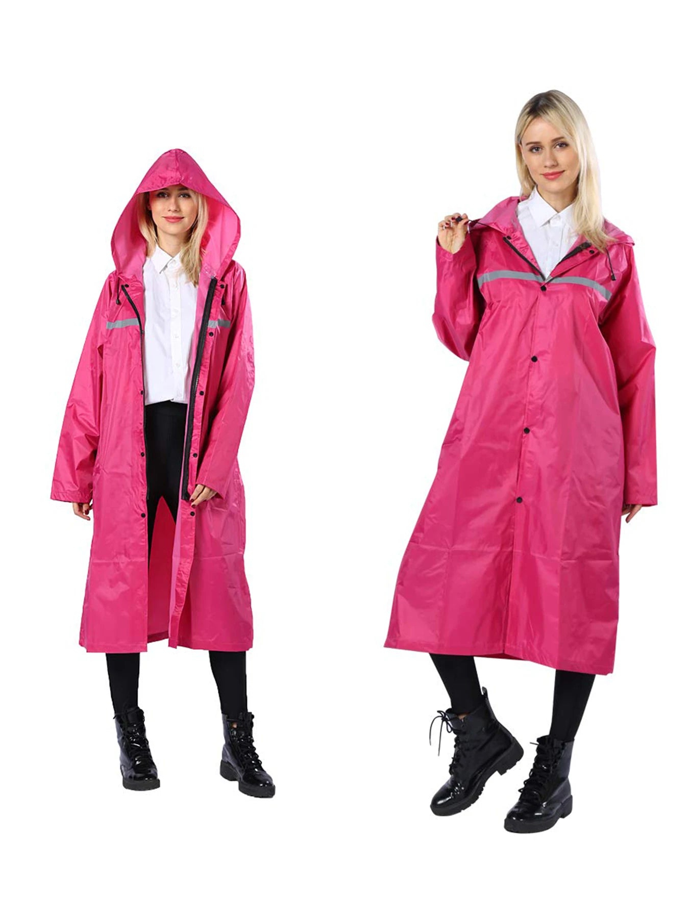 Pahajim Long Hooded Safety Rain Jacket Rain Suit Waterproof Raincoat for Men and Women Outdoor All-Sport Breathable
