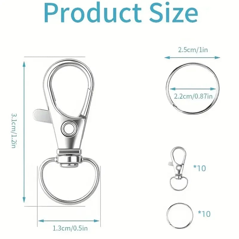 5/10/20PCS Swivel Clasps Lanyard Snap Hooks with Key Rings Key Chain Clip Hooks Lobster Claw Clasps for Keychains DIY Crafts
