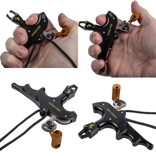 Precise Bow Archery Release - 4-Finger Design for Full Drawing Power, Torque-Free 360° Rotation, Smooth Release, Adjustable Thum