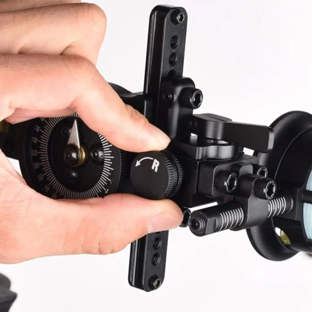 1 Pin Compound Bow Sight, Archery Bow Sight, Aluminum Alloy Micro Adjustable Archery Sight, Single Pin 2 Aim Point, Lightweight