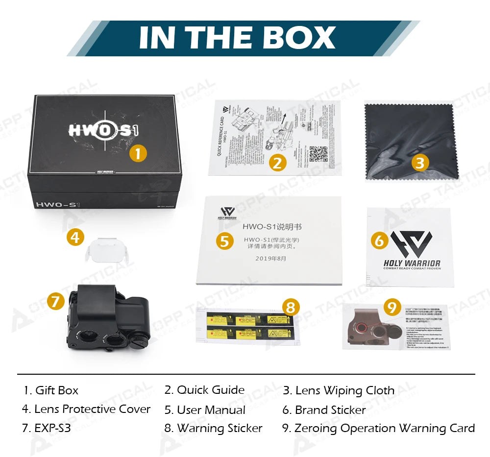 New Holy Warrior S1 EXPS-3-0 NV Function 558 Red Dot Sight Hunting Holographic Sight with Full Original Markings