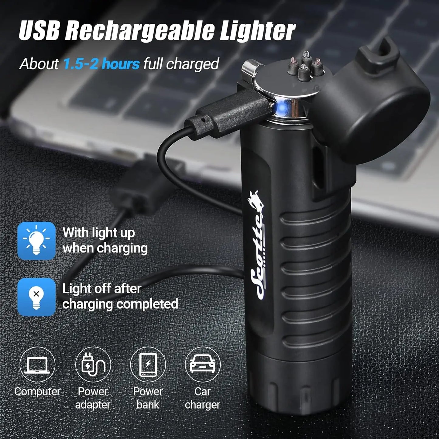 Plasma Windproof Arc Lighter with LED Flashlight - 5-in-1 Magnesium Fire Starter for Camping, Hiking, Survival Kits