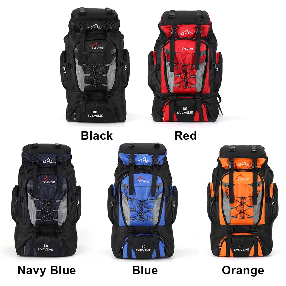 Waterproof 80L Large Capacity Mountain Climbing Backpack Canvas Trekking Camping Fishing Hiking Adjustable Strap OutdoorRucksack