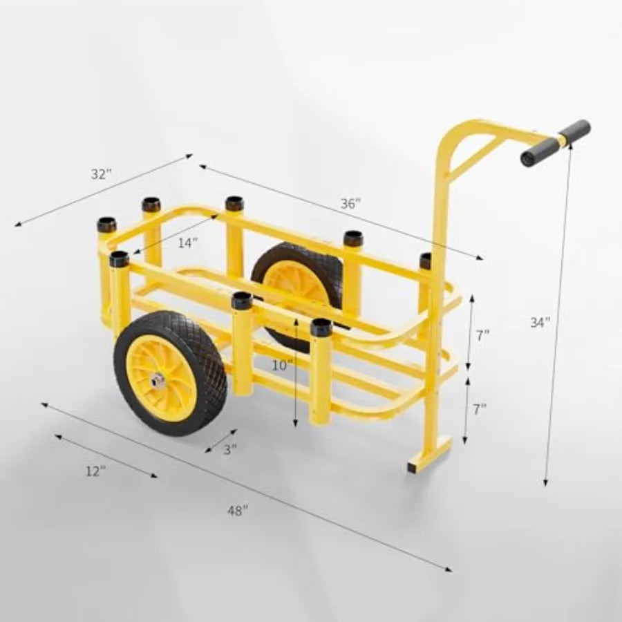 Fishing Cart for Surf and Beach Use with 12 Large No-Flat Airless Tires Durable Beach Buggy Design Supports Up to 250 lbs Load