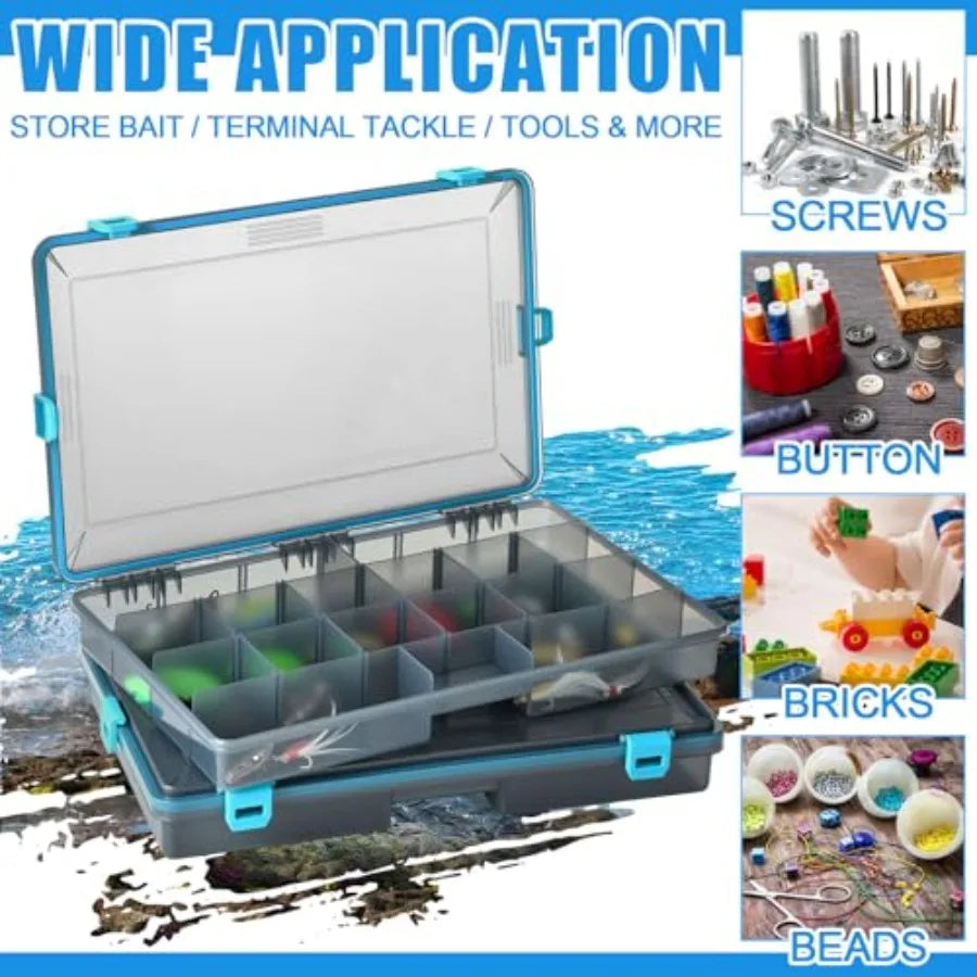 6 Pack Fishing Tackle Boxes Waterproof 3600 and 3700 Tackle Trays with Removable Dividers Plastic Lures Terminal Storage Organi