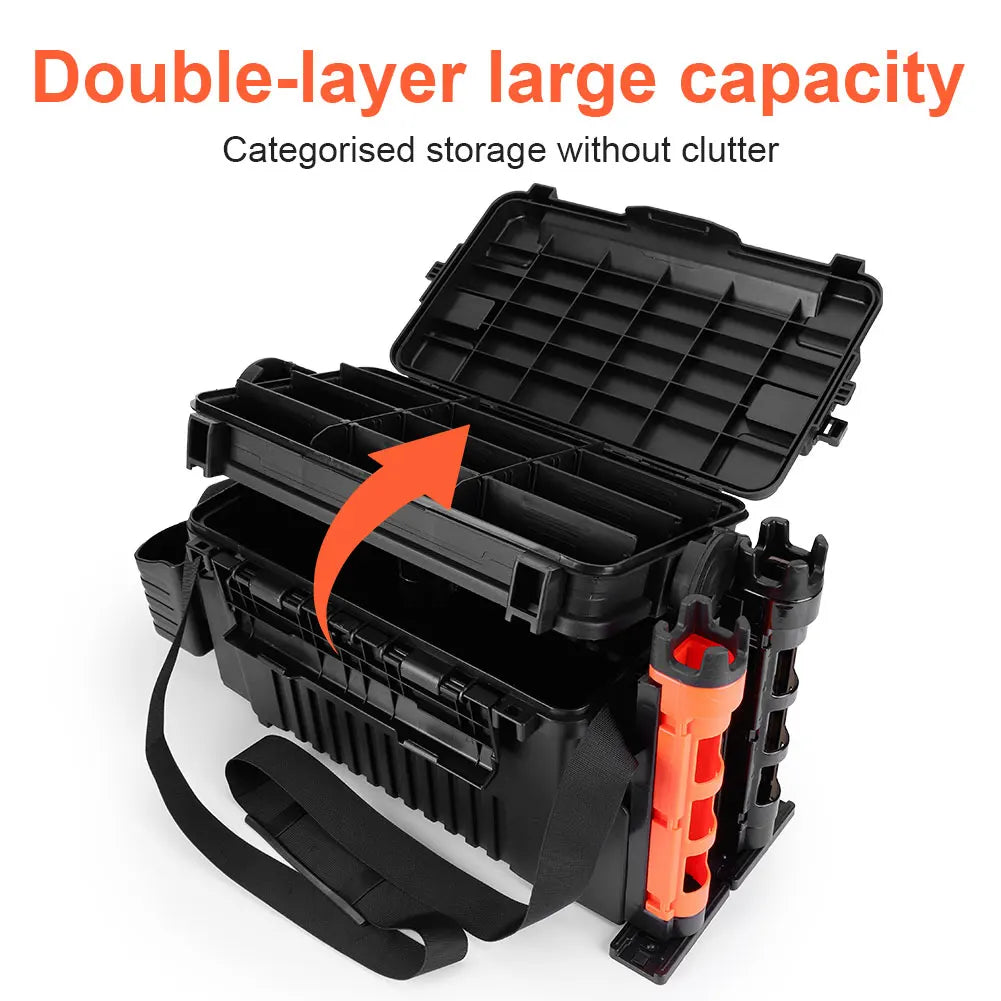 2 Tier Fishing Tackle Box Fishing Gear Box 11 L Fishing Gear Carry On Case Adjustable Fishing Organizer Case Fishing Accessories