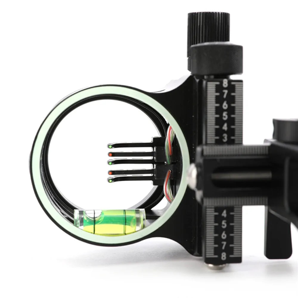 Archery Compound Bow Sight 5 Pin Micro Adjustable Sight Light Archery Hunting Shooting Ambidextrous Black Fixed Pin Sight