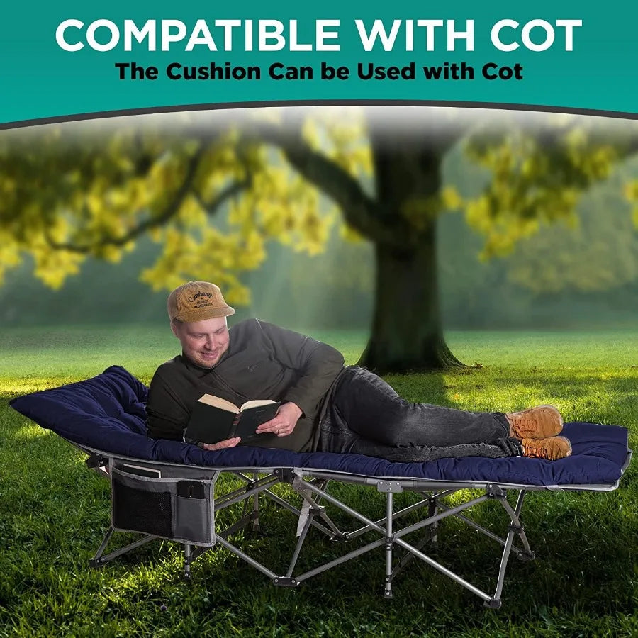 Folding Outdoor Camping Travel Cot and Pad - Premium Quality Lightweight Portable Heavy Duty Adult w/Large Pocket and Cushion G