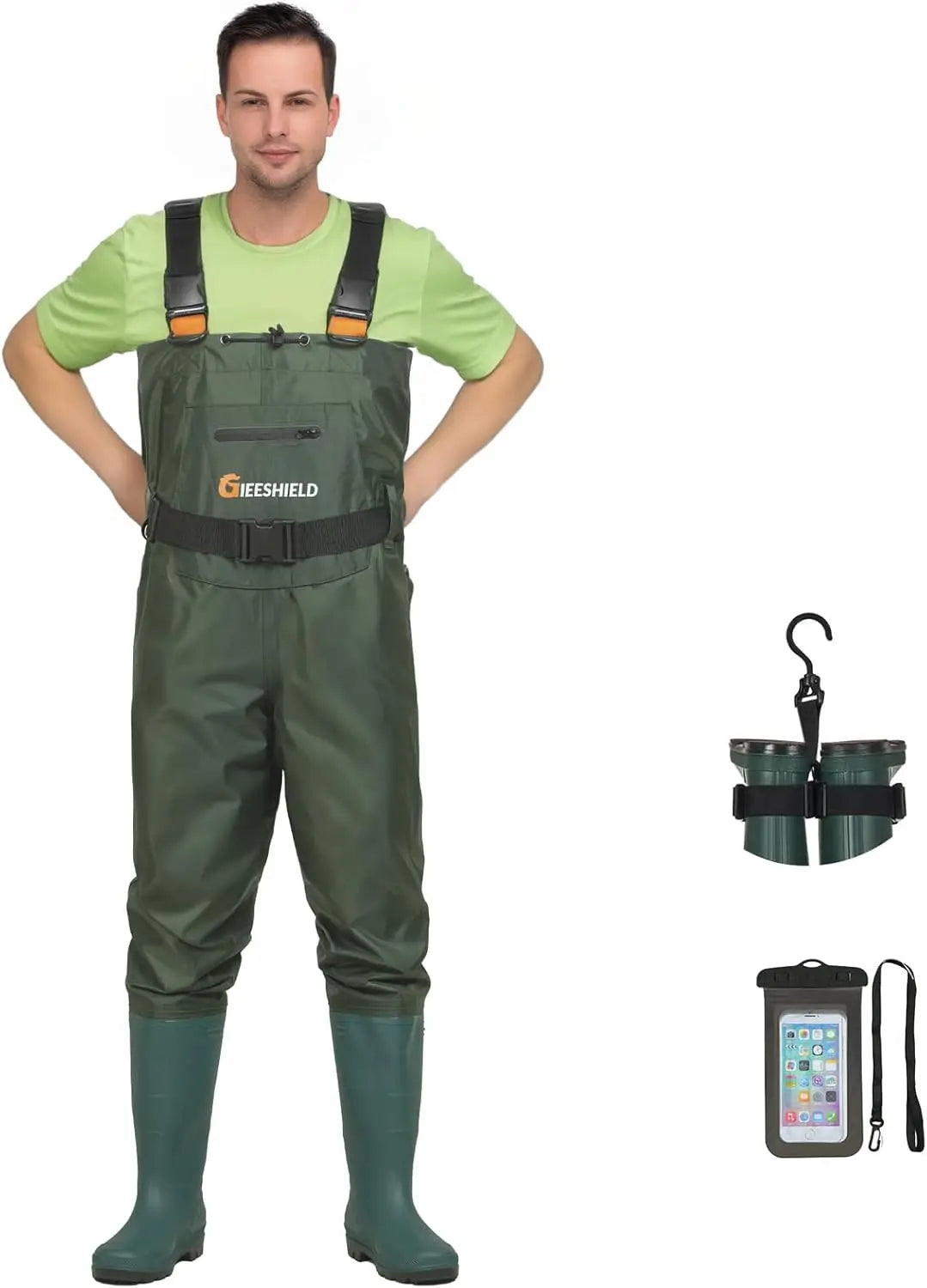 Chest Waders with Boots – Waterproof Lightweight 2-Ply Nylon/PVC for Men & Women Fishing & Hunting
