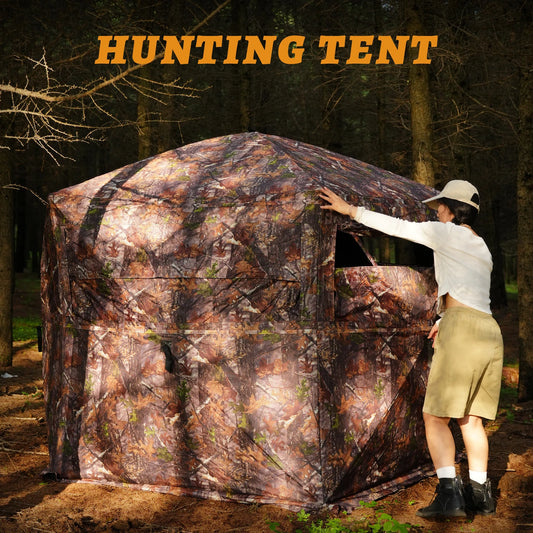 All-Terrain 360° See-Through Hunting Blind, Camouflage Pop-Up Tent for 2-3 Persons with Carry Bag