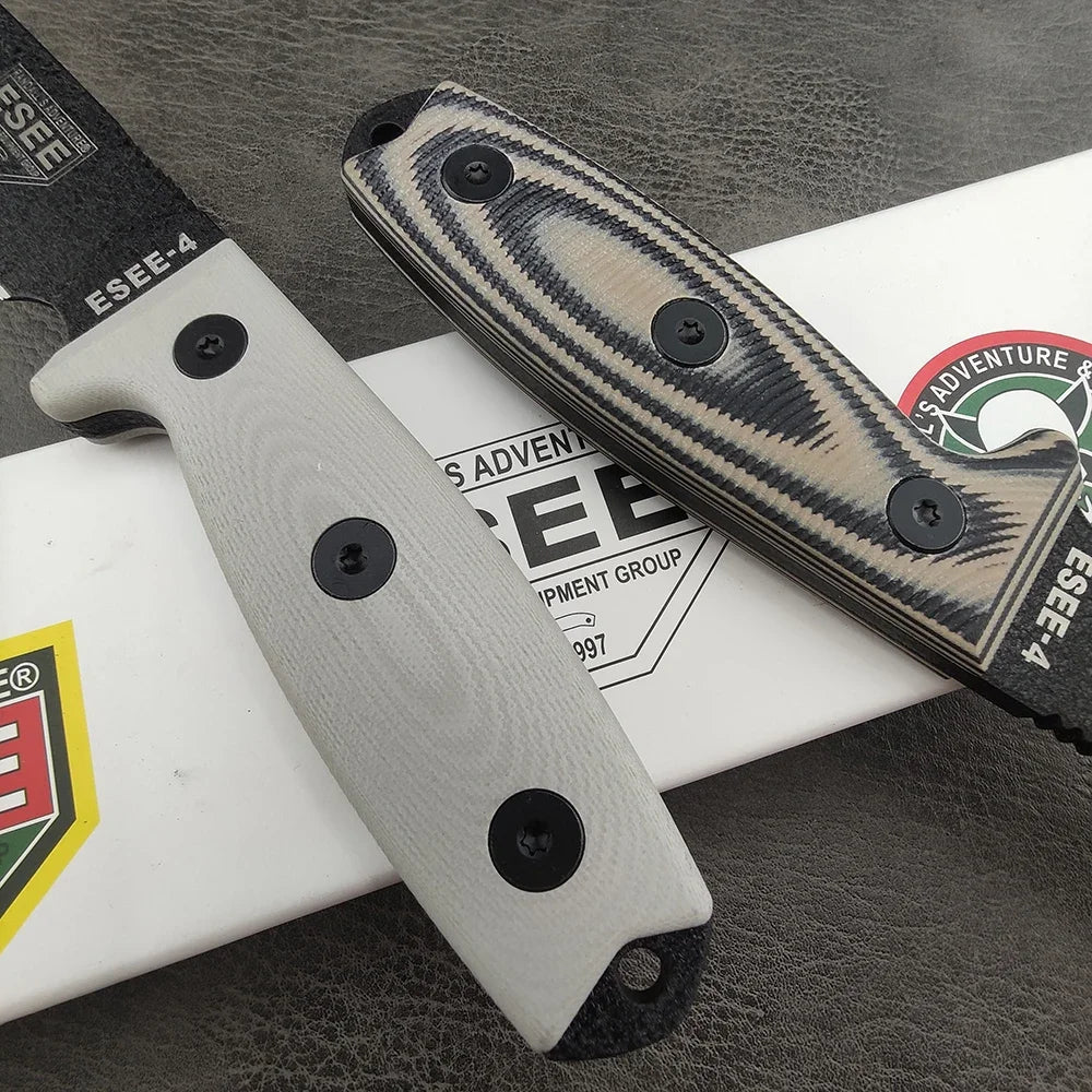 ESEE 4 EDC Straight Knife D2 Blade G10 Handle Kydex Sheath Jungle Adventure Camping Picnic Trekking Climbing Portable Fruit Cutting Tool Fishing Forest Exploration Mountain Trip Wild Camping Field Harvest Outdoor BBQ Handcraf