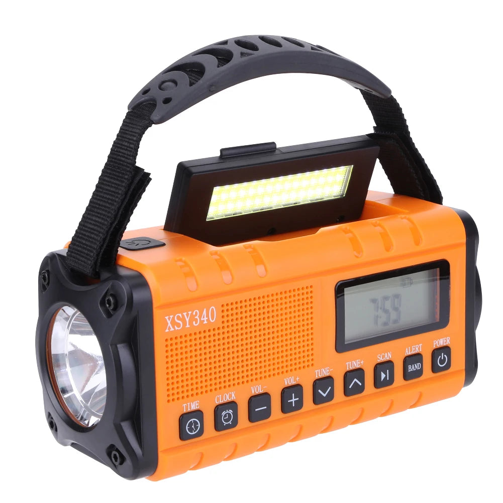 AM FM NOAA Weather Radio 10000mAh USB Charging Hand Crank Solar Radio Multifunctional Emergency Radio with Flashlight Power Bank