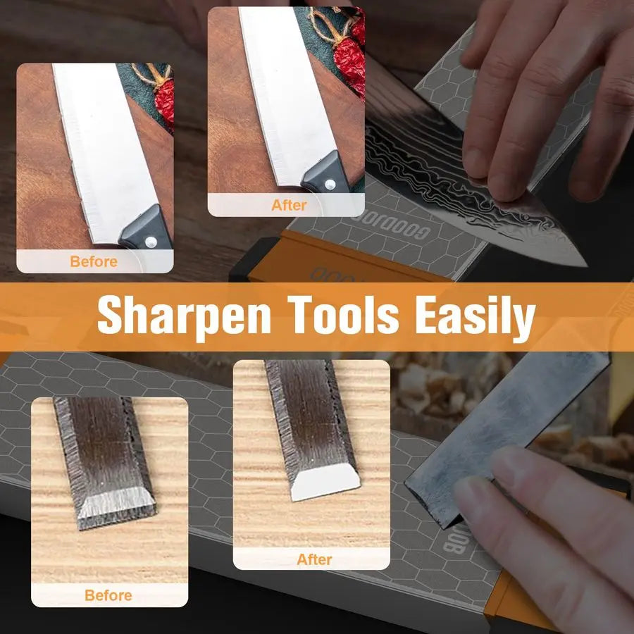 Large Diamond Sharpening Stone Set 3 Side Grit 400 600 1000 Premium Industrial Diamond Knife Sharpener Suitable for Steel of any
