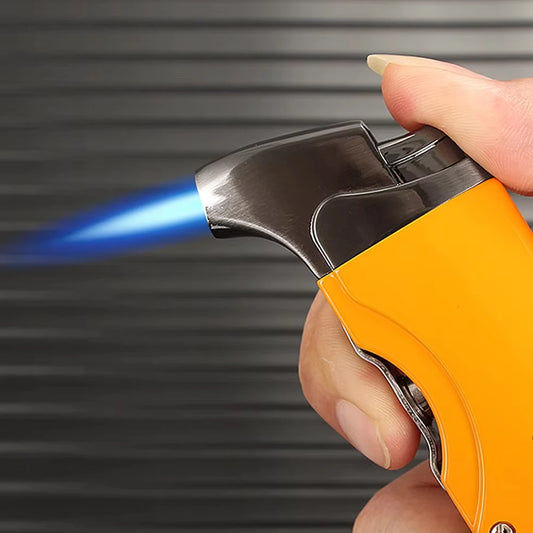 Windproof Butane Lighter Cutter Cigar Accessories Set Metal  Gas Torch Lighters Stainless Steel Sharp Cigar Cutter