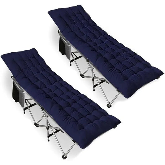 Folding Outdoor Camping Travel Cot and Pad - Premium Quality Lightweight Portable Heavy Duty Adult w/Large Pocket and Cushion G