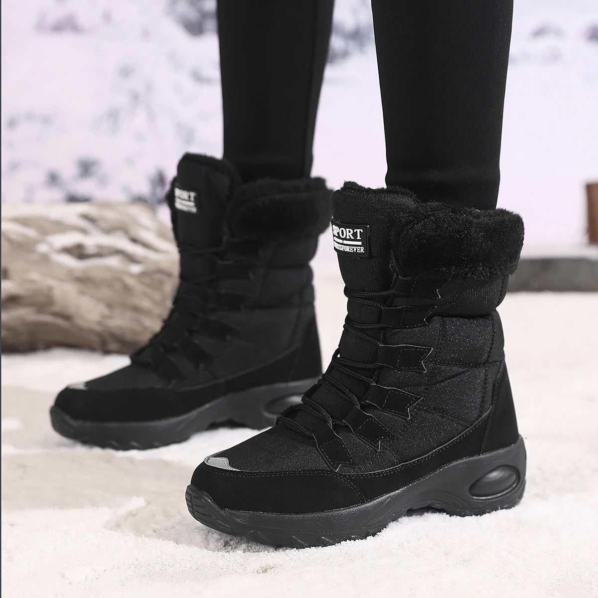 New Winter Women Boots High Quality Warm Snow Boots Lace-up Comfortable Ankle Boots Outdoor Waterproof Hiking Boots Size 36-43
