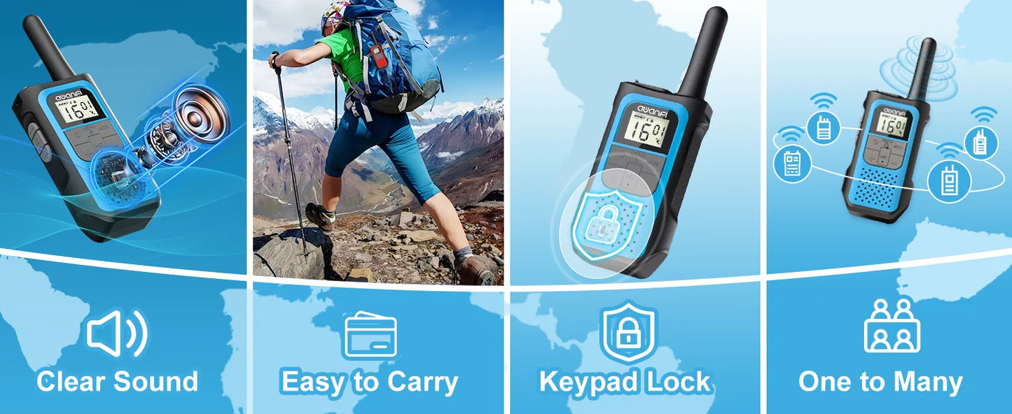 2/3/4 Pack Walkie Talkies for Adults and Kids, Long Range Rechargeable 2 Way Radios with VOX for Camping Hiking Cycling