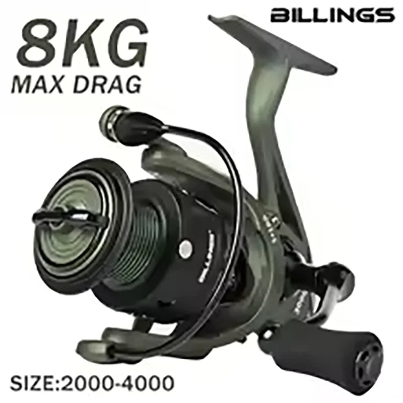 BILLINGS Spinning Reel 17.6 LB Max Drag 5.2:1 Gear Ratio Smooth 5+1BB Spinning Fishing Reels with Anti-Reverse Metal Spool & CNC Rocker for Fresh Saltwater Bass Trout Fishing