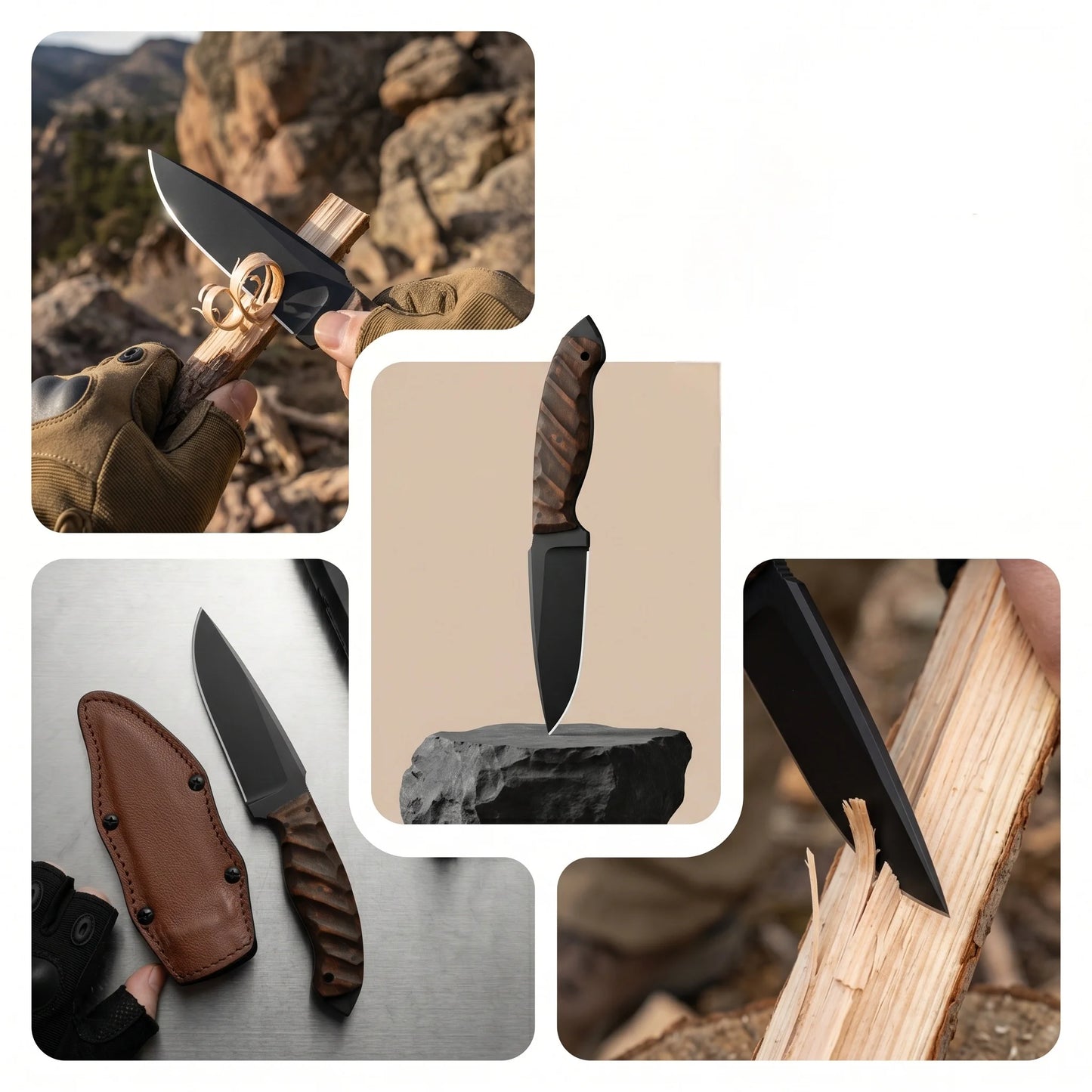 High end craftsmanship forging stainless steel straight knife, high hardness steel, multifunctional tool knife, anti slip handle, gift giving, outdoor light luxury tool in stock