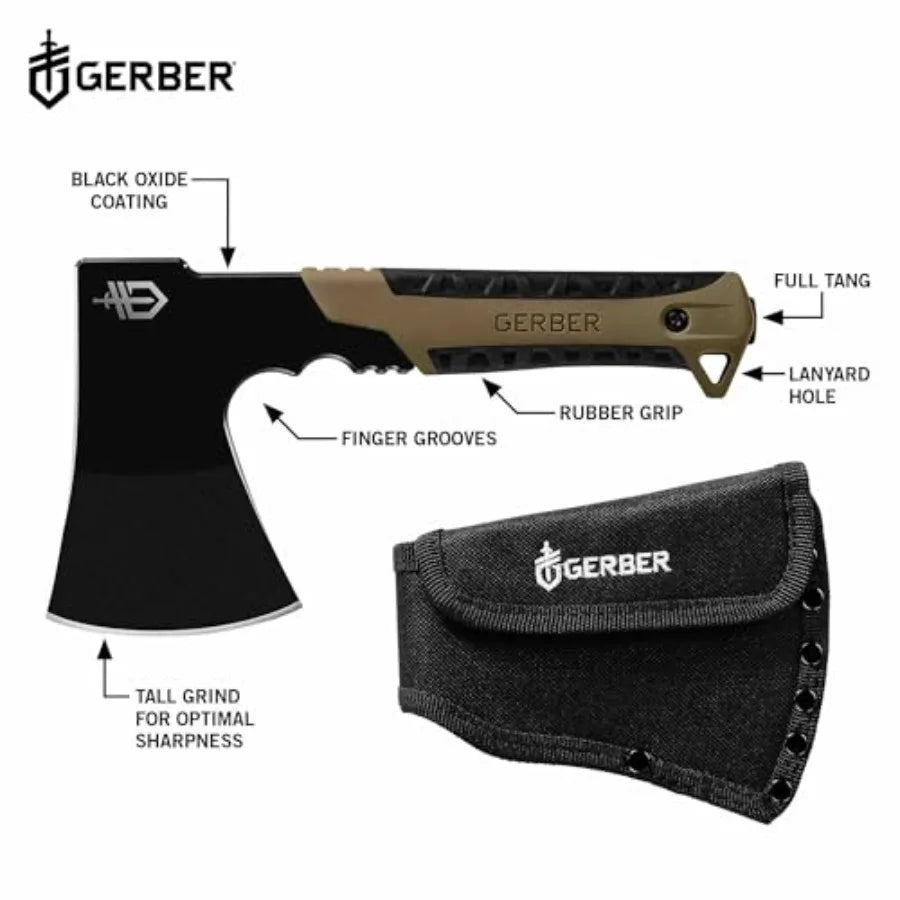 Gear Pack Hatchet with 3.5 Steel Blade and Full Tang Design Ideal for Survival Bushcraft and Camping Adventures Features Mounta