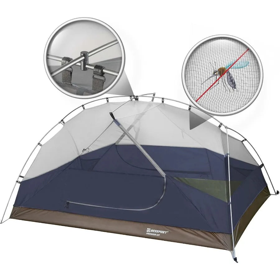 Lightweight Backpacking Tent for 2-3 Persons with Waterproof and Windproof Features Double Layer Design Two Doors for Easy Acce