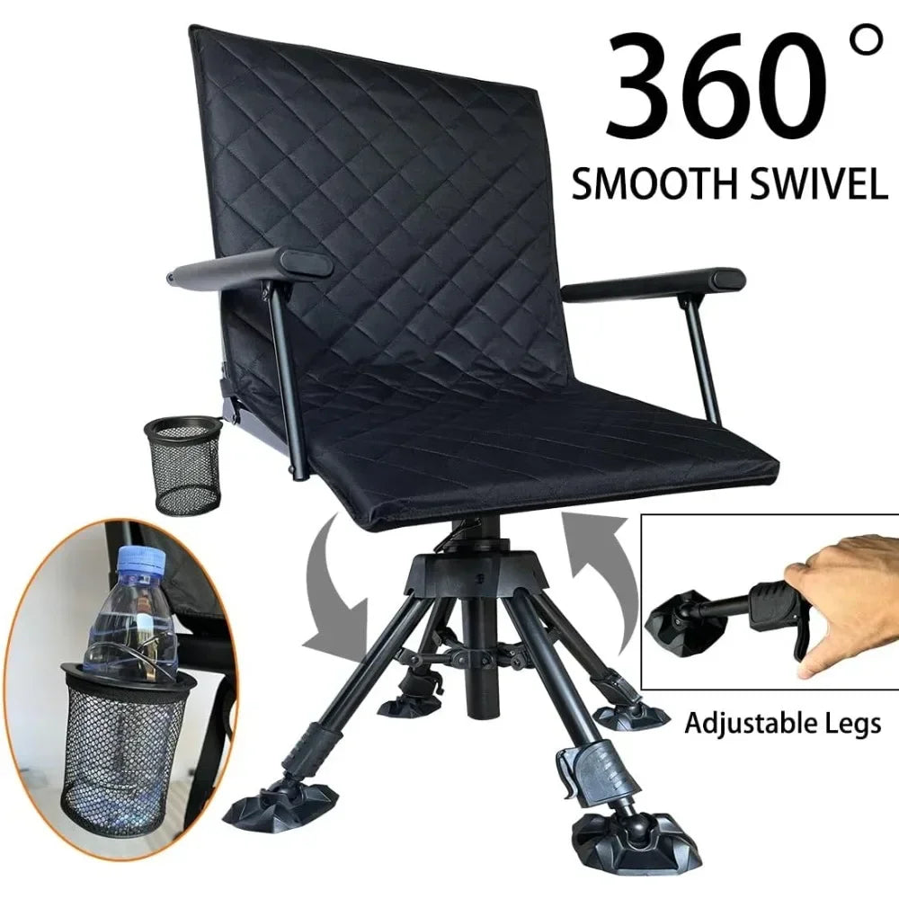 Silent Swivel Stable Portable Ground Folding Outdoor Camping Fishing Hunting Blind Chair