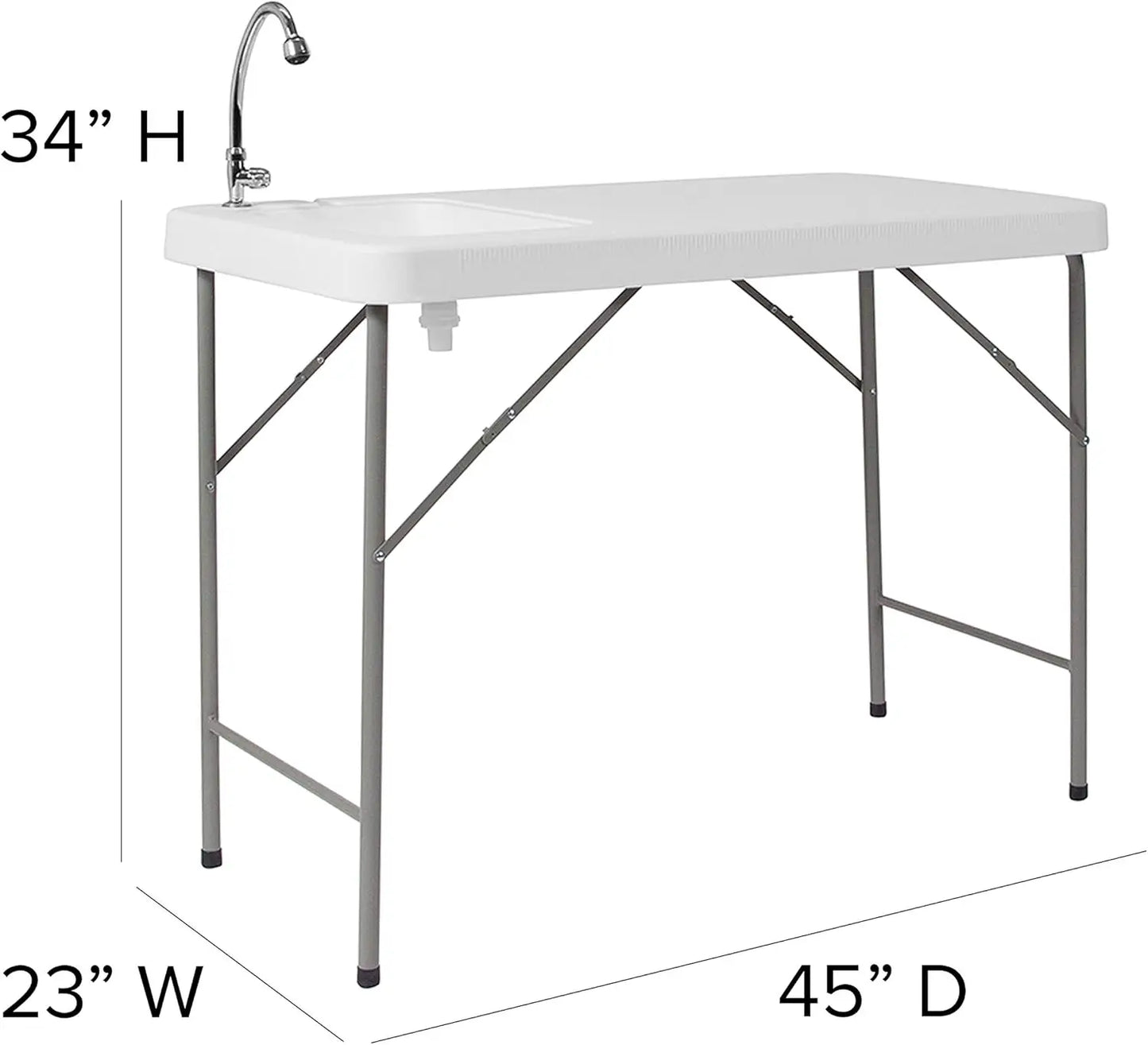 Portable Outdoor Camping Sink Table with Faucet and Hose for Fish Cleaning and Hand Washing