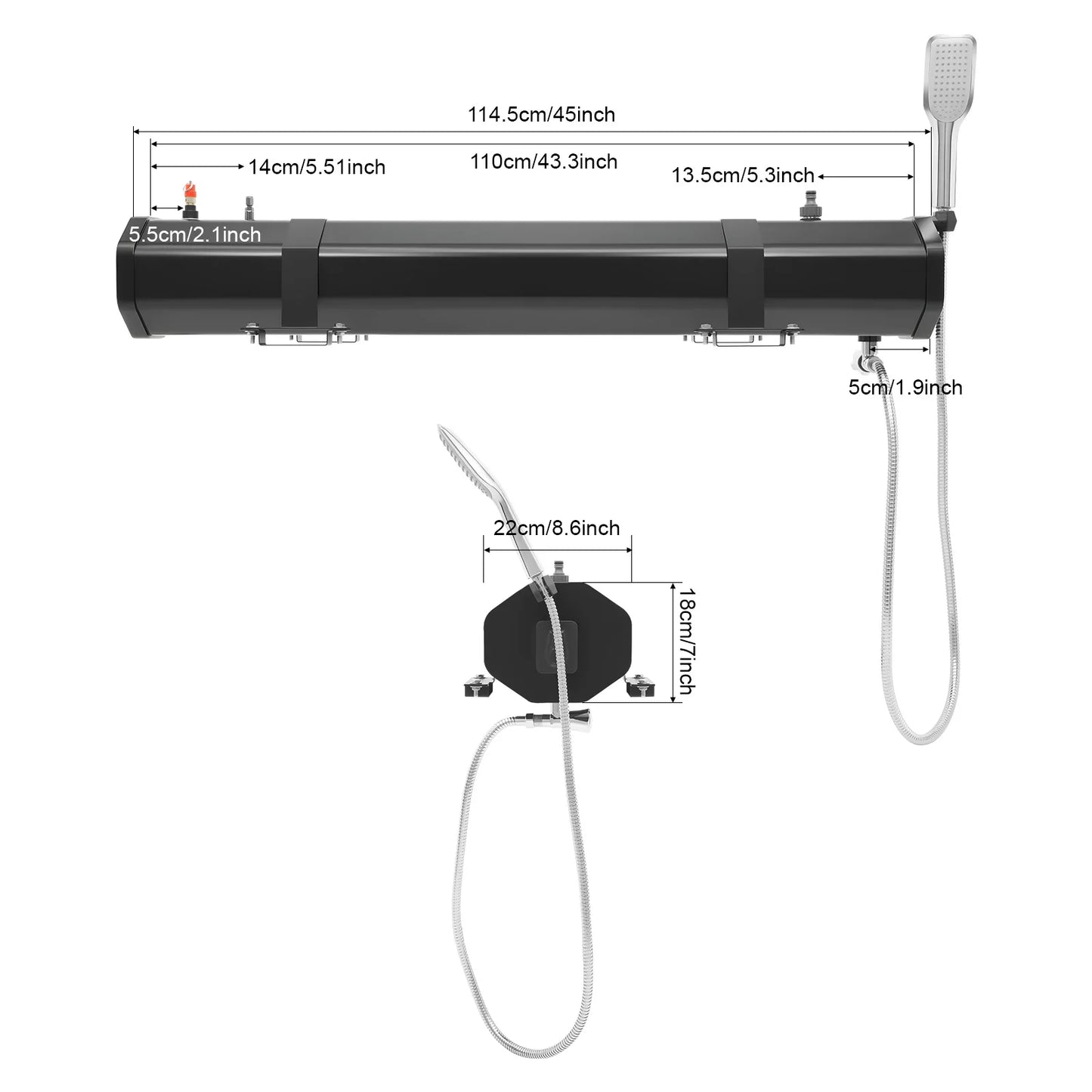30L Portable Water Tank for Camping, Roof Rack Mount Road Shower, Outdoor Activities Water Supply  for freshwater washing