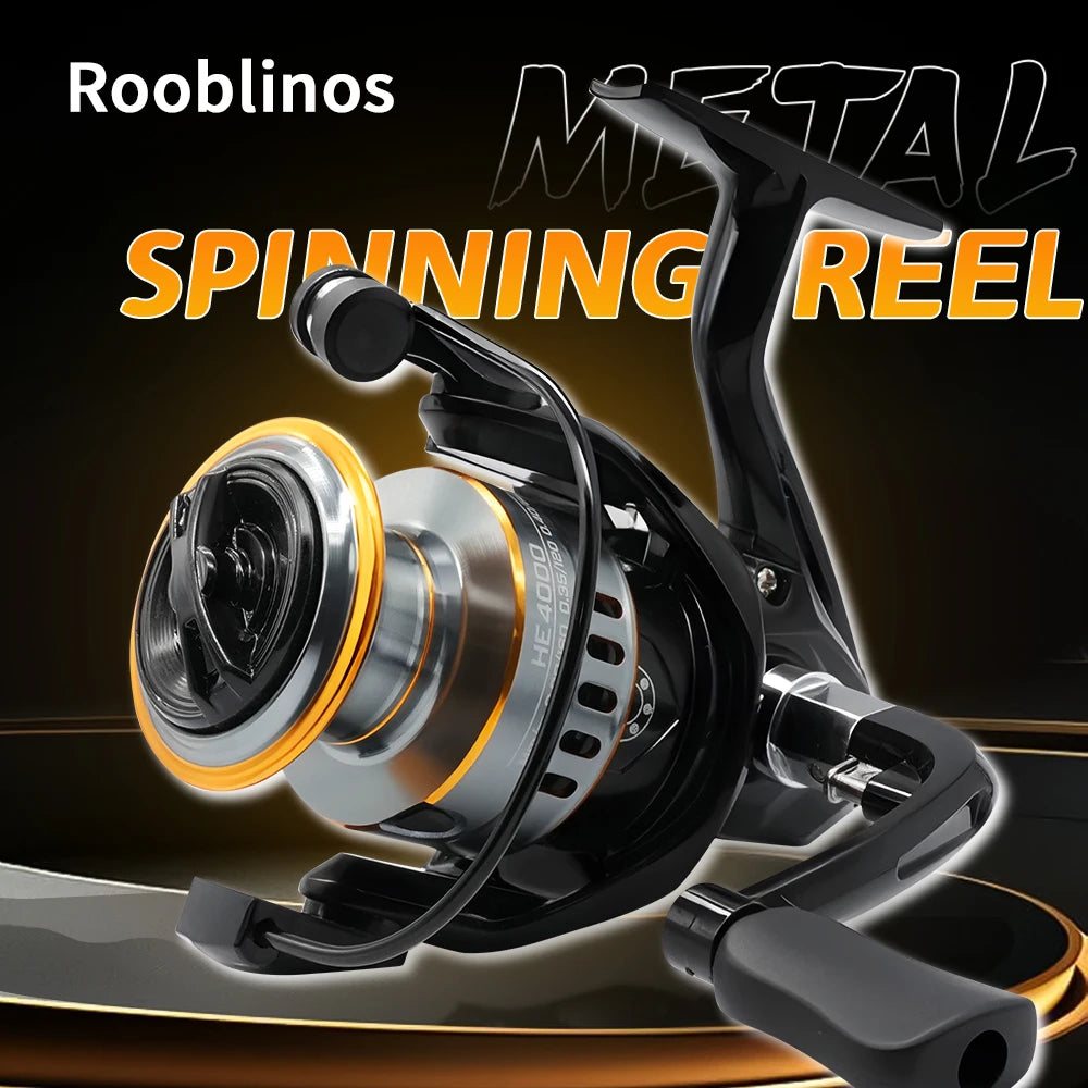 ROOBLINOS HE Ultra-Light Spinning Reel, 7 Ounces - 5+1 Sealed Ball Bearings, Maximum Drag 22 Pounds, Gear Ratio 5.2:1