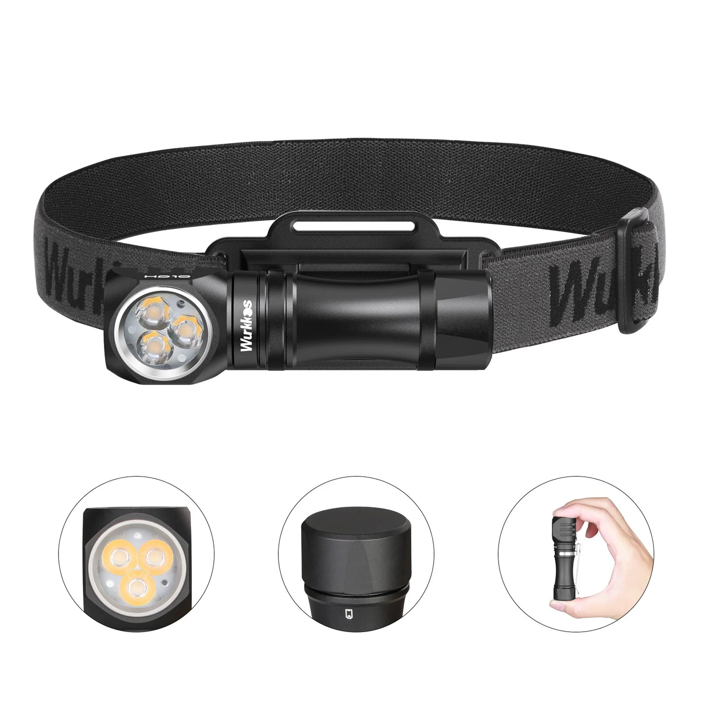 Wurkkos HD10 Headlamp Rechargeable 14500 IP68 Mini EDC 1200Lm 3* 90 CRI LEDs + 3* RGB Aux LEDs Anduril 2.0 Fishing Camping Torch