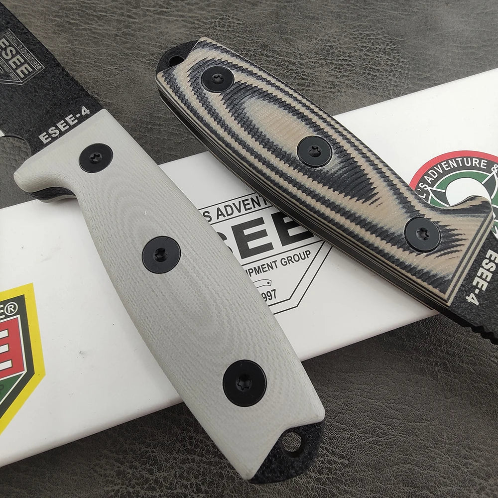 ESEE 4 EDC Straight Knife D2 Blade G10 Handle Kydex Sheath Jungle Adventure Camping Picnic Trekking Climbing Portable Fruit Cutting Tool Fishing Forest Exploration Mountain Trip Wild Camping Field Harvest Outdoor BBQ Handcraf