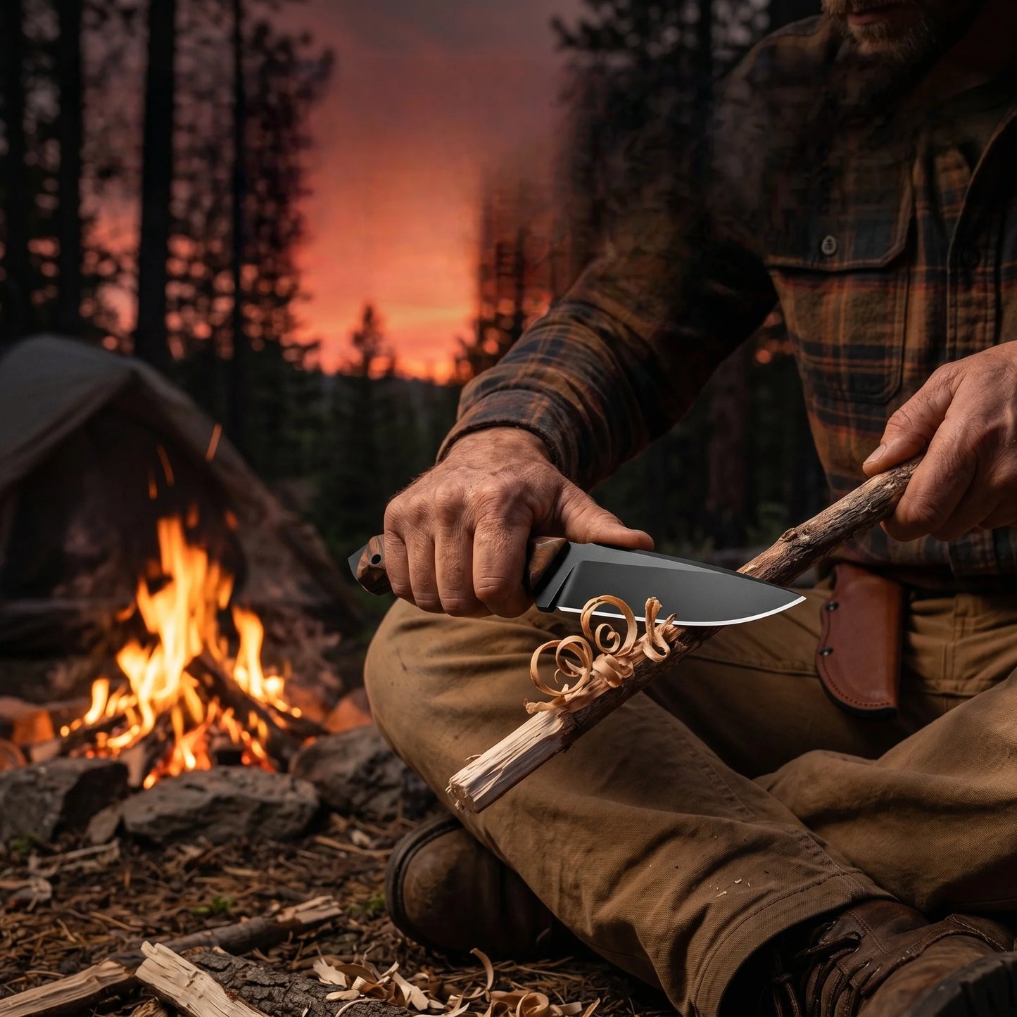 High end craftsmanship forging stainless steel straight knife, high hardness steel, multifunctional tool knife, anti slip handle, gift giving, outdoor light luxury tool in stock
