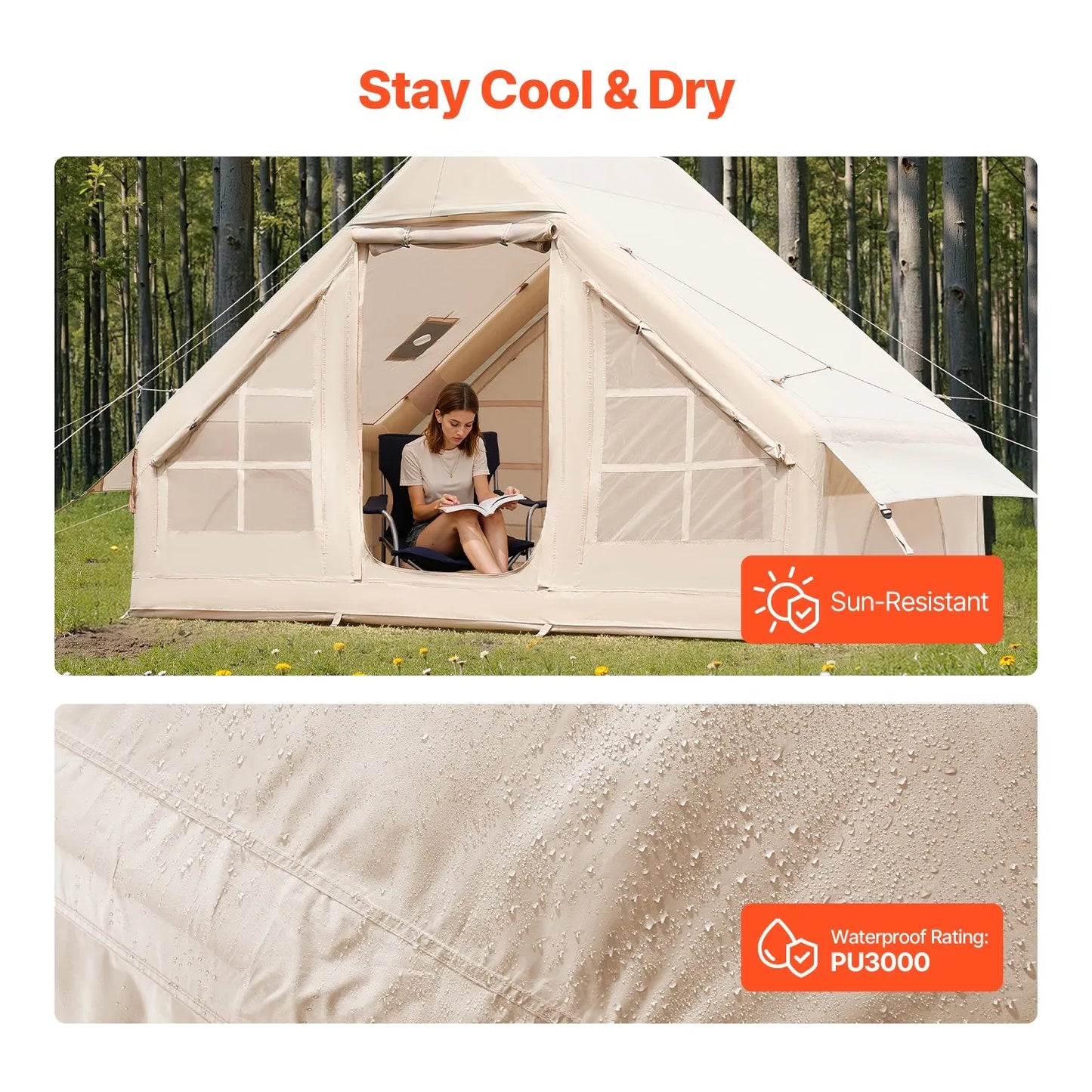 Inflatable Tent for 3 5 Person Camping Blow Up Tent with Electric Pump Stove Jack Waterproof Outdoor Gear Lightweight