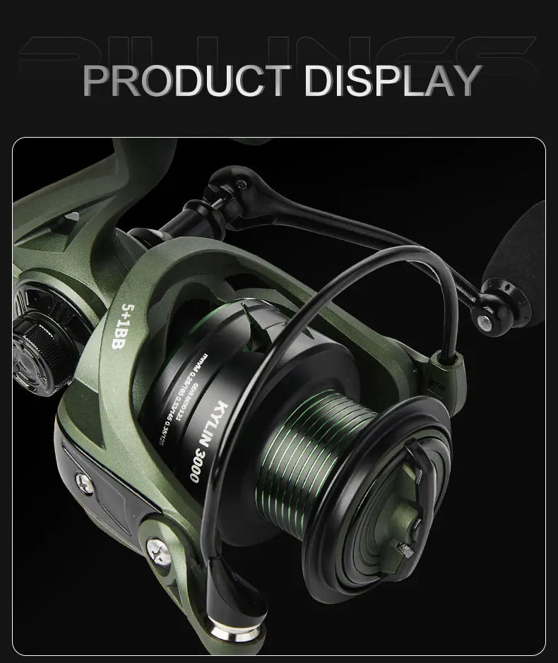 BILLINGS Spinning Reel 17.6 LB Max Drag 5.2:1 Gear Ratio Smooth 5+1BB Spinning Fishing Reels with Anti-Reverse Metal Spool & CNC Rocker for Fresh Saltwater Bass Trout Fishing