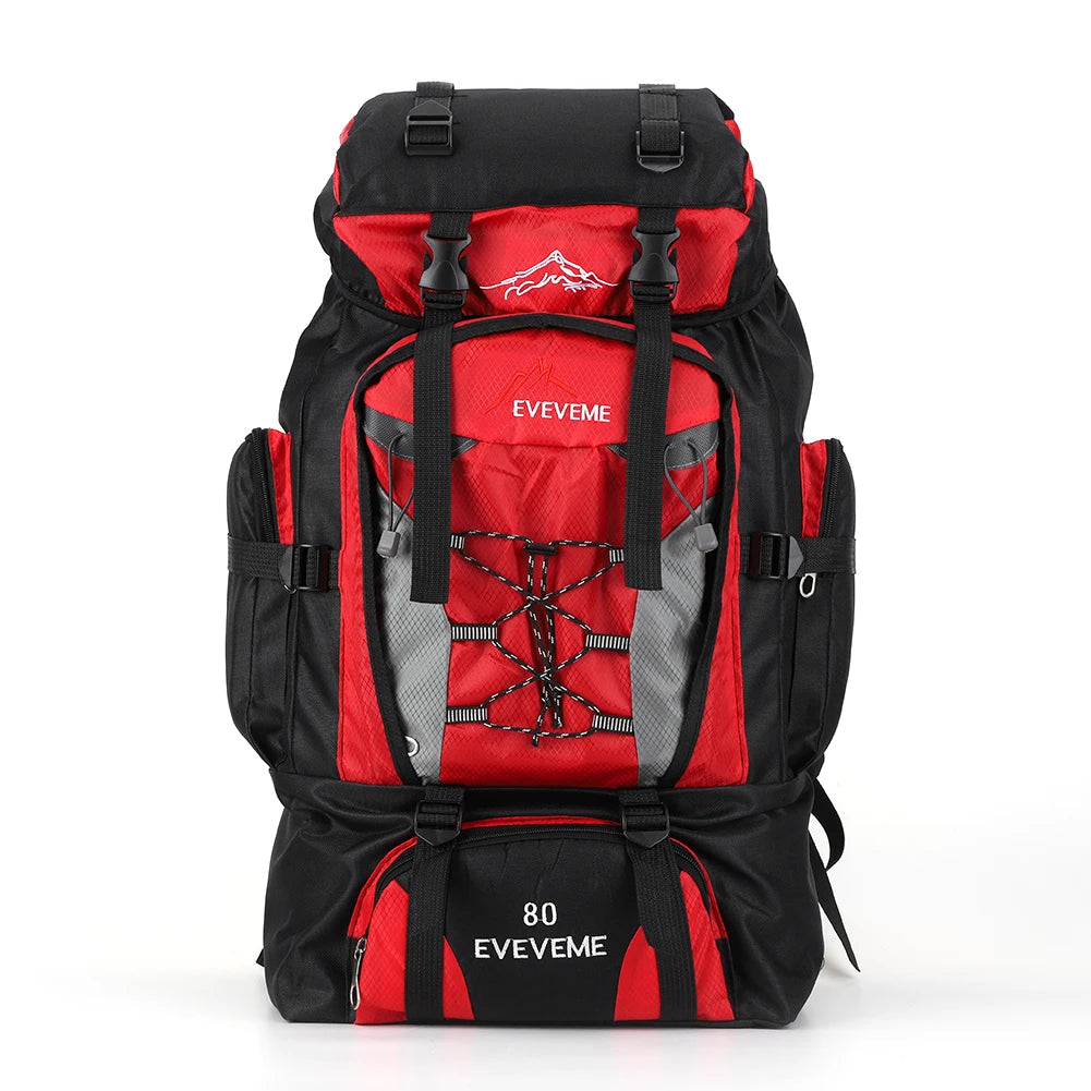 Waterproof 80L Large Capacity Mountain Climbing Backpack Canvas Trekking Camping Fishing Hiking Adjustable Strap OutdoorRucksack