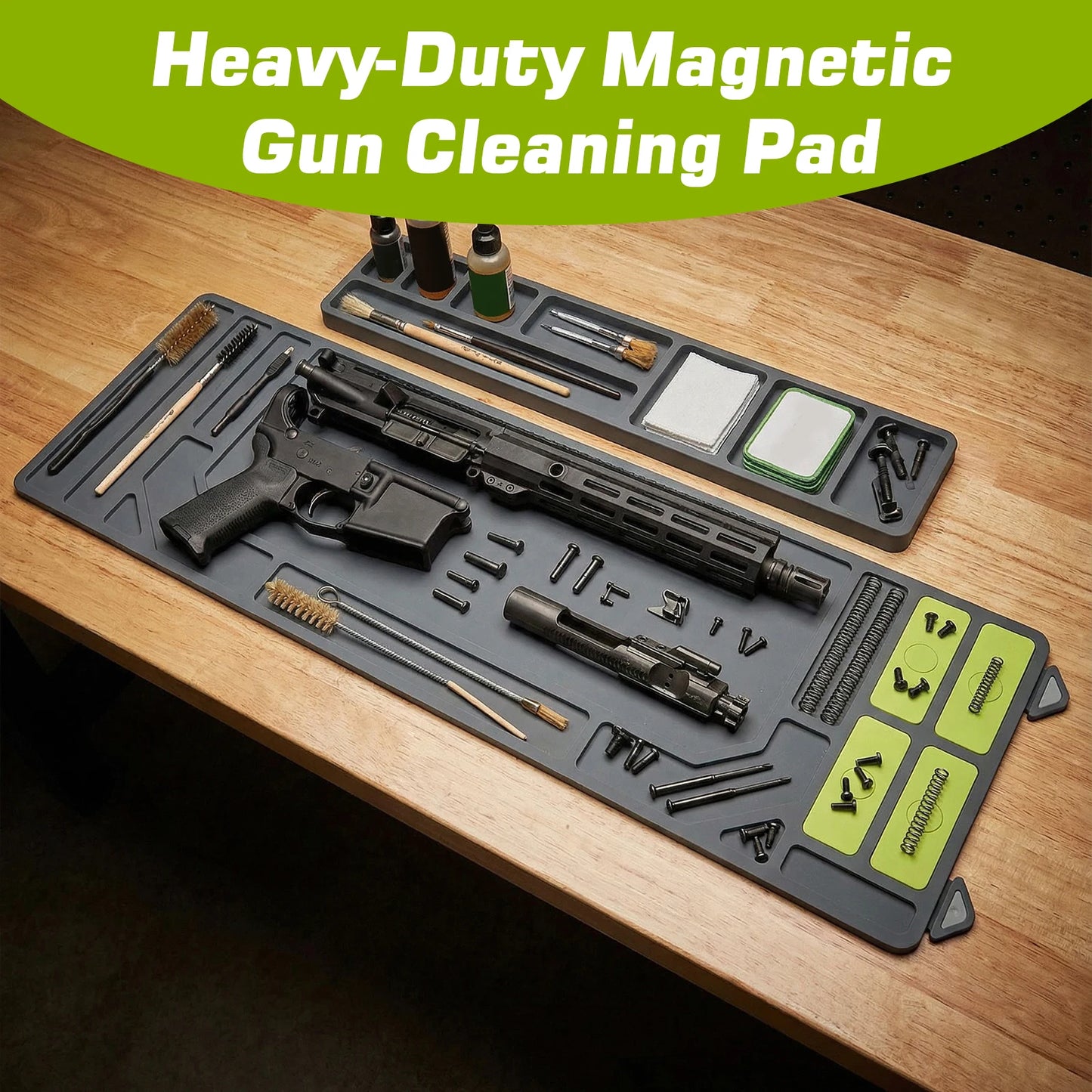 Rubberized Workbench Mat 36x10inch Organizer Parts Tray Magnetic Anti-Slip Repair Maintenance Mat Shooting Hunting Accessories