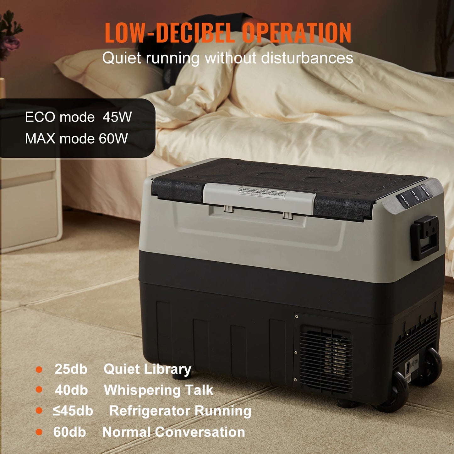 SucceBuy 35/45/55L Portable Electric Cooler Car Refrigerator with Wheel Compressor Freezer for Camping Picnics Car Home Traval