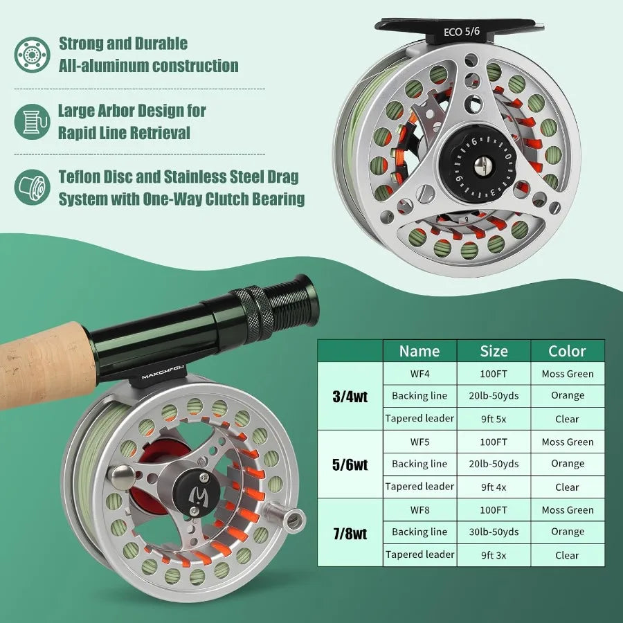 Extreme Fly Fishing Combo Kit 3 5 6 8 Weight Starter Fly Rod and Reel Outfit with Protective Travel Case for Outdoor A