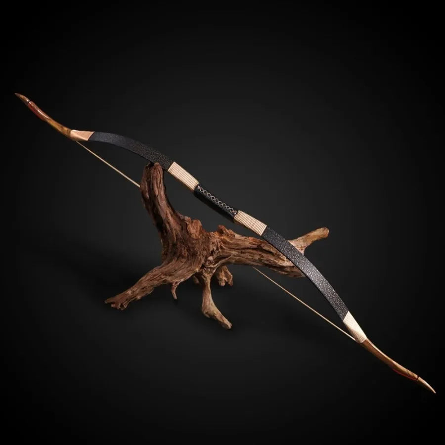 TOPARCHERY Black Hunter Traditional Recurve Bow 53'' Archery Hunting Handmade Horse Bow Longbow 30-50 lbs