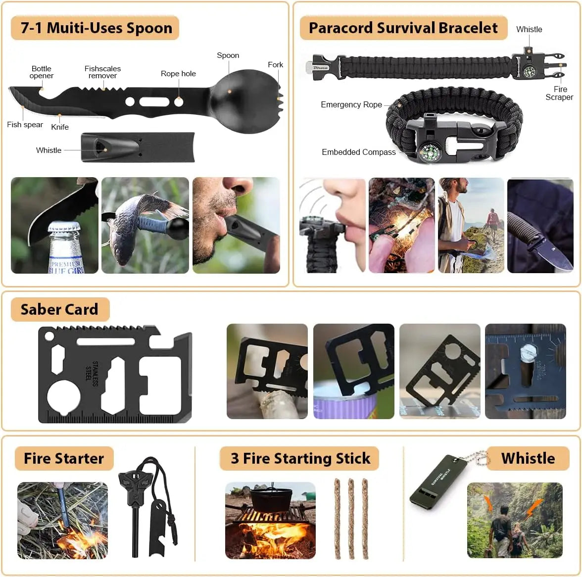 250Pcs Emergency Survival Kit with First Aid, Molle Bag & Tent for Outdoor Adventure, Hiking, Hunting