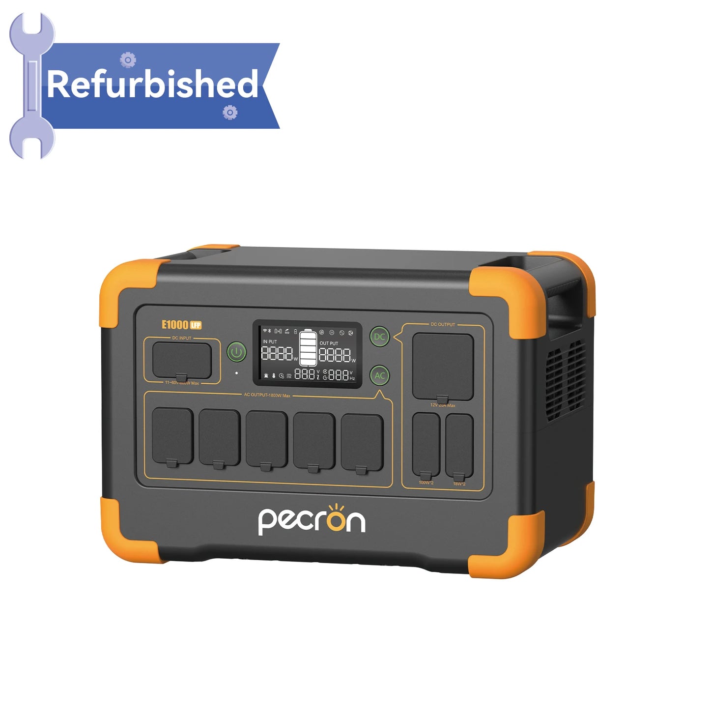 Used-pecron E1000LFP Portable Power Station 1024Wh LiFePO4 Battery Backup 1800W Solar Generator Expandable to 4096Wh Charging
