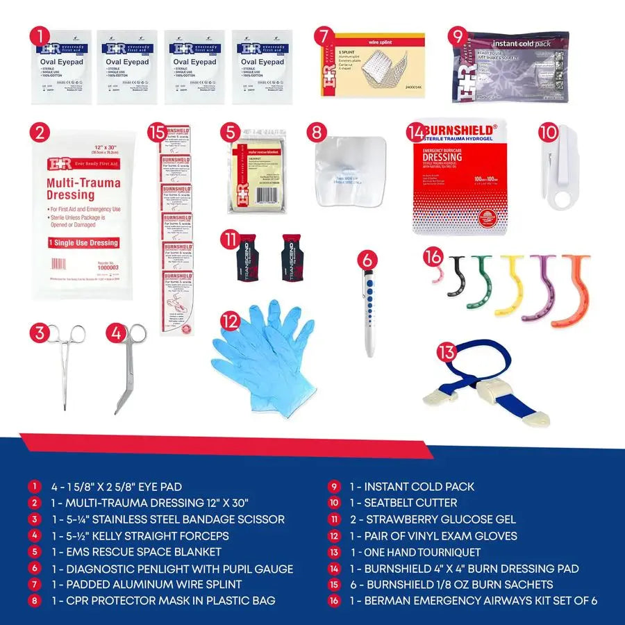 Responder Trauma First Aid Kit Bag Fully Stocked Emergency Medical Kit for Workplace, Vehicle amp Home OSHA amp ANSI Compliant P